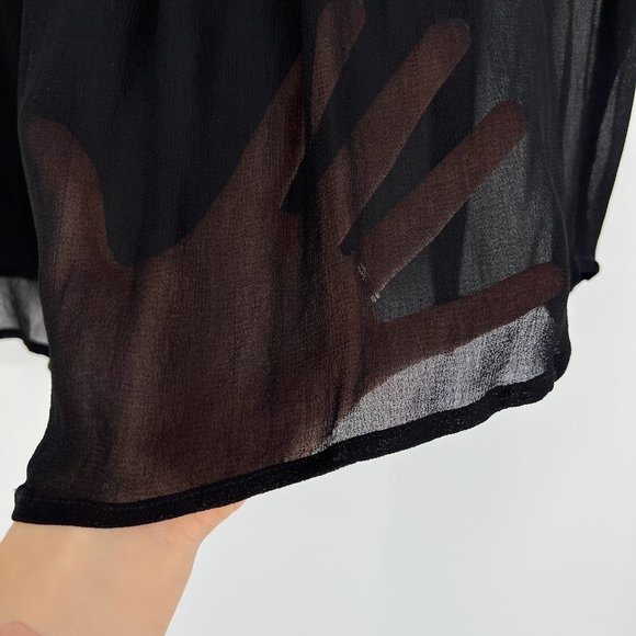 Let It Be Size Small Embroidered Floral Top Sheer Black Blouse Babydoll - Picture 5 of 8